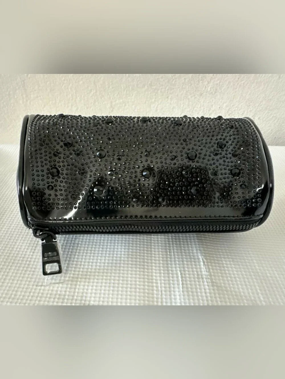 Steve Madden Black Rhinestone Cosmetic Case Pouch Clutch NWOT